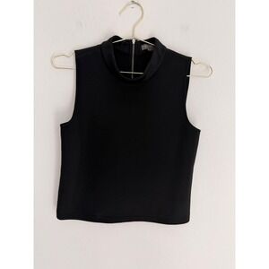 Vince Camuto Black Sleeveless Mock Neck Zipper Back Top Women's Size S
